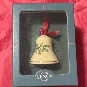 Vintage Lenox Holiday Bell Ornament, made of porcelain with gold accents